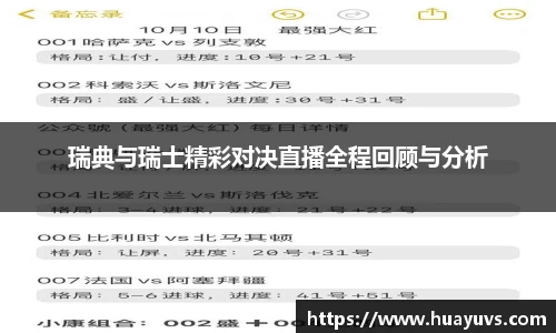 瑞典与瑞士精彩对决直播全程回顾与分析